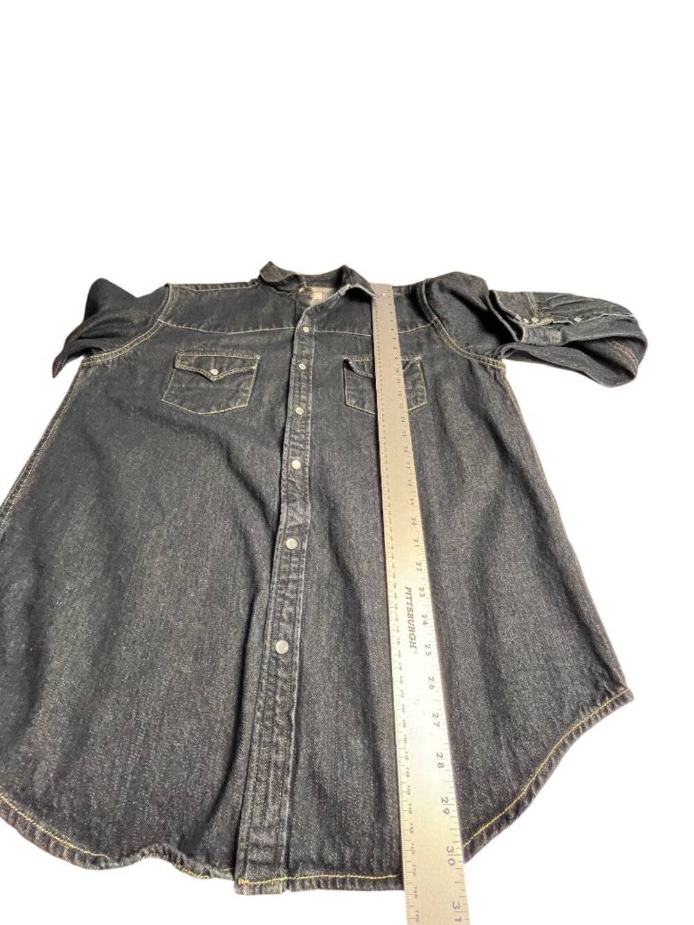 C.C. Filson Mens XL Indigo Denim Western Snap Shirt Style 12024 Made In India - Picture 15 of 16